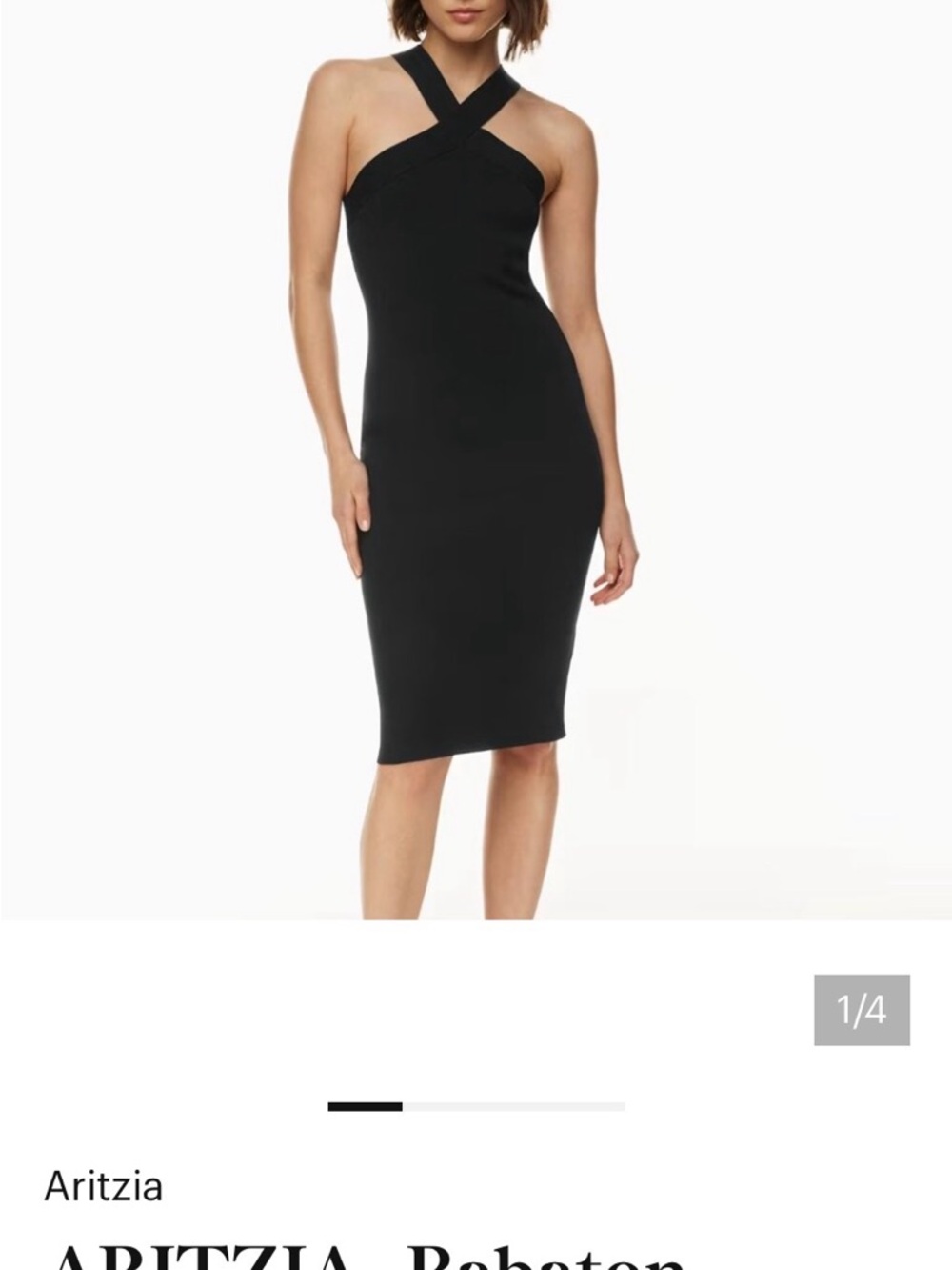 Aritzia Babaton Black Cross-Front Midi Dress -Large